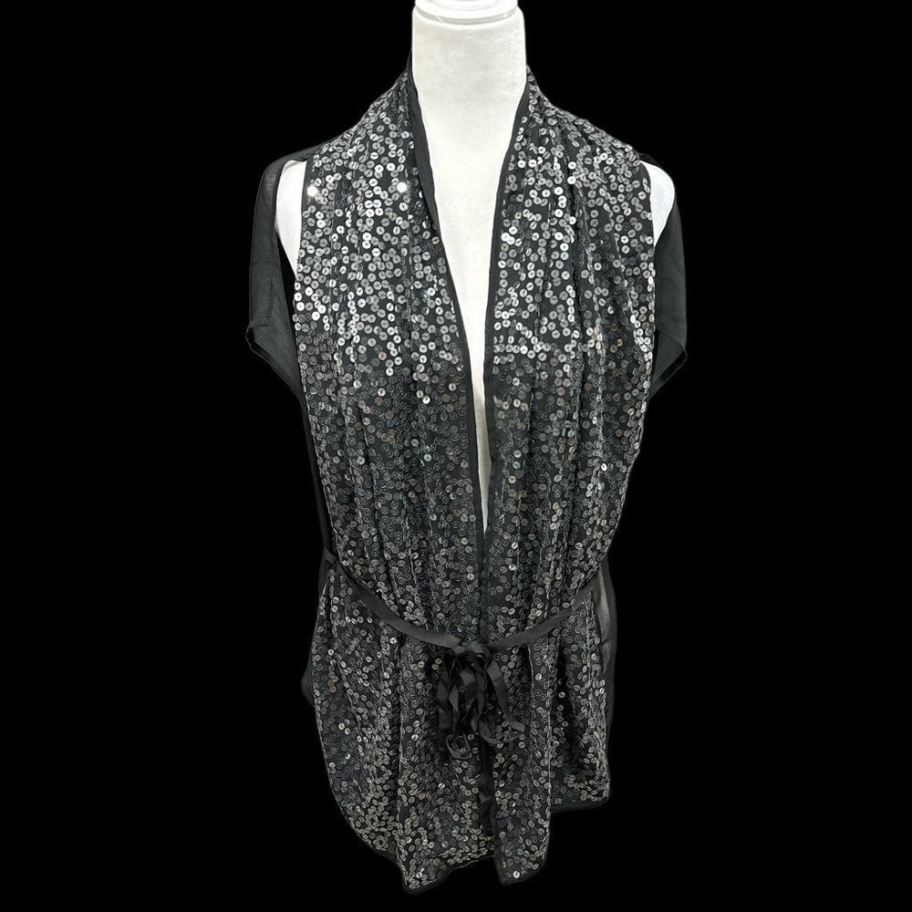 NWOT LUXE, black, sequin slip over vest